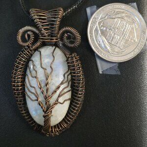 Tree of Life Moonstone Copper Wrapped Pendent